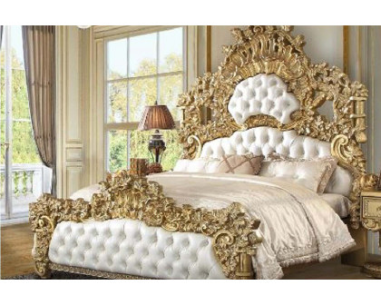 ACME - Bernadette EK Bed in White/Gold