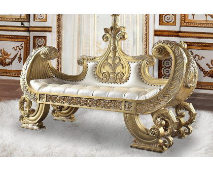 ACME - Bernadette Bench in White/Gold