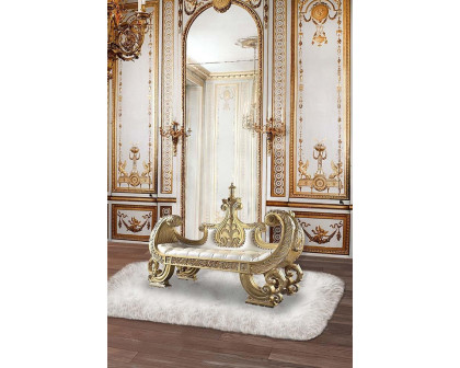 ACME - Bernadette Bench in White/Gold