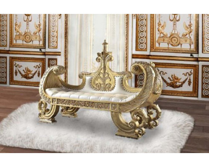 ACME - Bernadette Bench in White/Gold