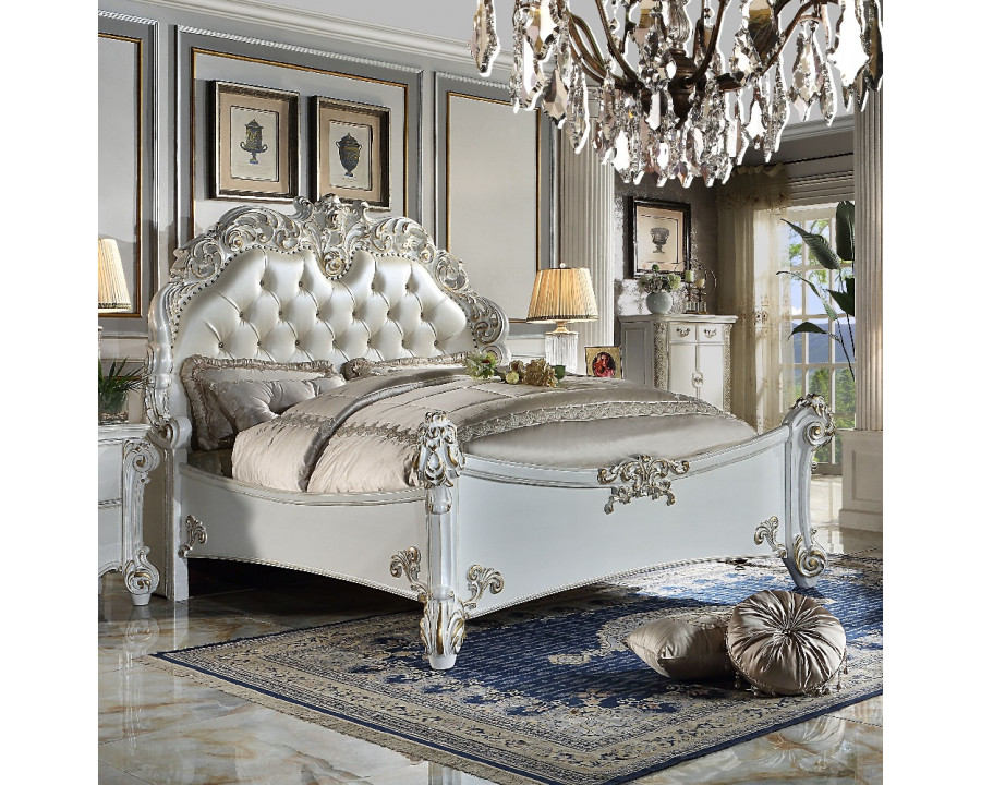 ACME Vendome CK Bed - Synthetic/Antique Pearl