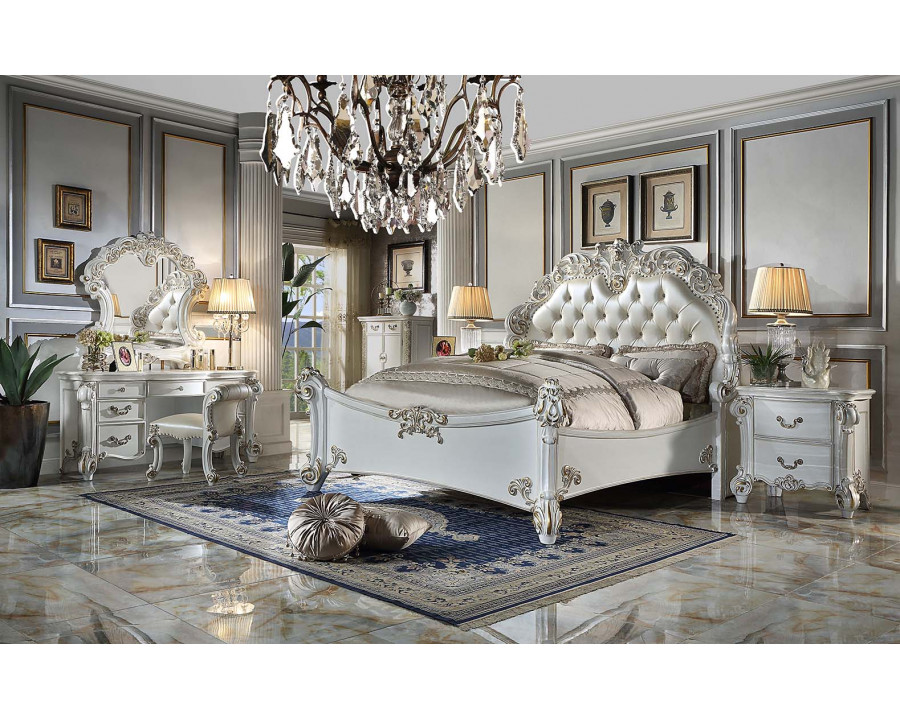 ACME Vendome Queen Bed - Synthetic/Antique Pearl