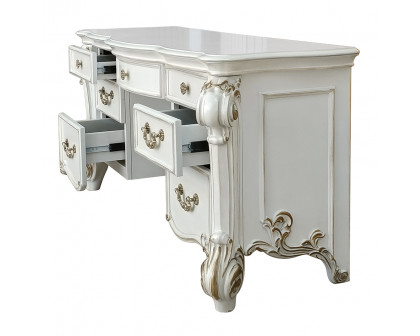 ACME Vendome Vanity Desk - Beige/Antique Silver