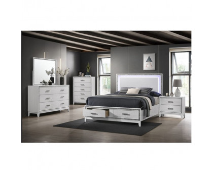 ACME Haiden EK Bed with Led & Storage - White