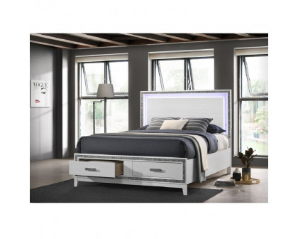 ACME Haiden EK Bed with Led & Storage - White