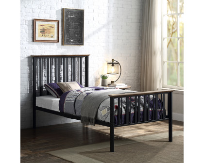 ACME Zudora Twin Bed - Antique Oak/Black