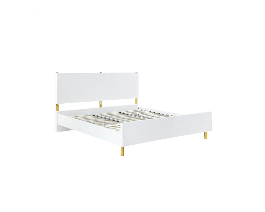 ACME Gaines CK Bed - White High Gloss