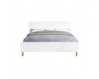 ACME Gaines CK Bed - White High Gloss