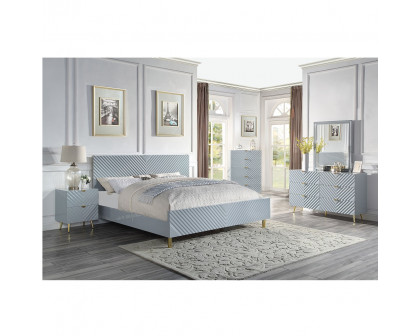 ACME Gaines CK Bed - Gray High Gloss