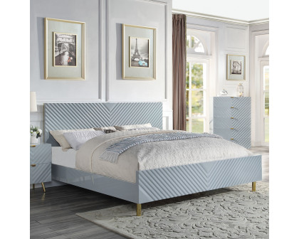 ACME Gaines CK Bed - Gray High Gloss