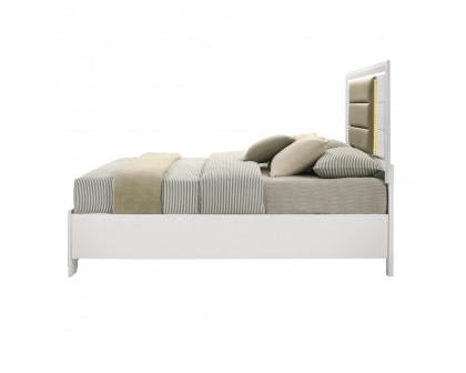 ACME Elain EK Bed with Led & Storage - White