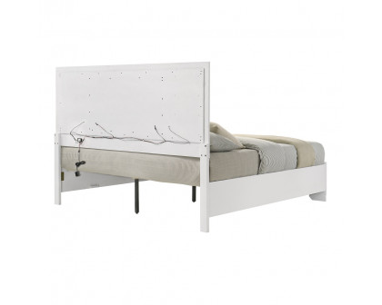 ACME Elain EK Bed with Led & Storage - White