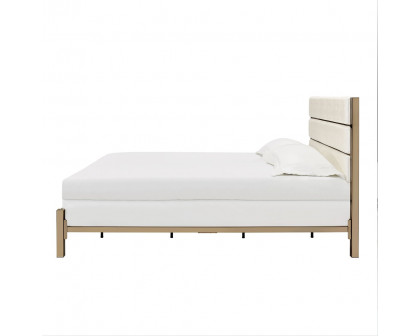 ACME Myles EK Bed - White/Champagne/Gold