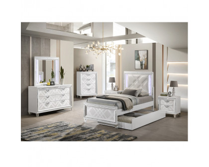 ACME Skylar Full Bed with Led - Synthetic/Pearl White