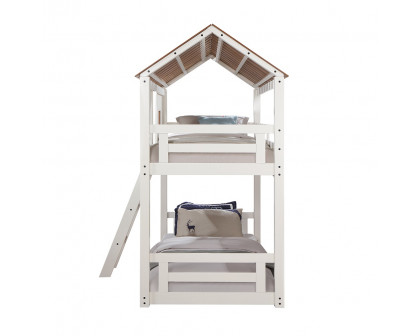 ACME - Inara Twin/Twin Bunk Bed in White/Rustic Oak