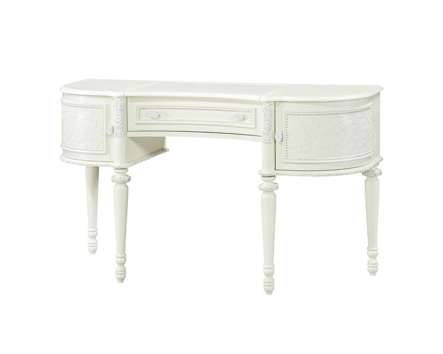 ACME - Dorothy Vanity Desk & Mirror in Ivory