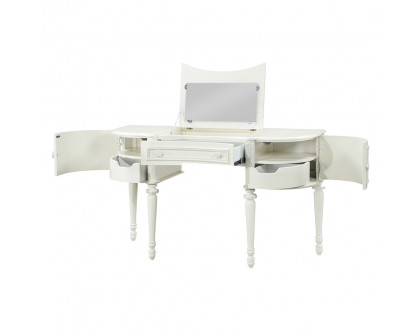 ACME - Dorothy Vanity Desk & Mirror in Ivory