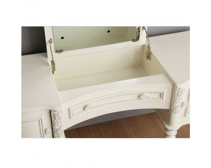 ACME - Dorothy Vanity Desk & Mirror in Ivory