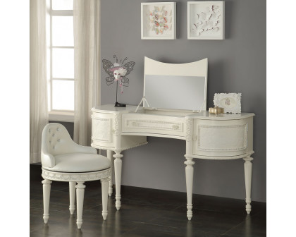 ACME - Dorothy Vanity Desk & Mirror in Ivory