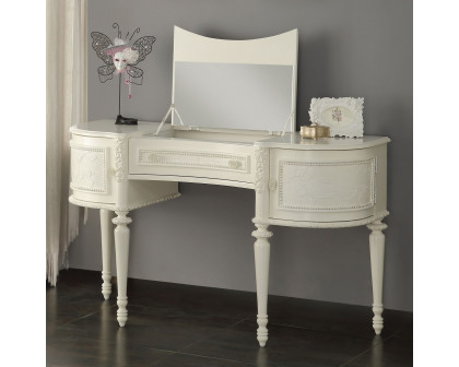 ACME - Dorothy Vanity Desk & Mirror in Ivory