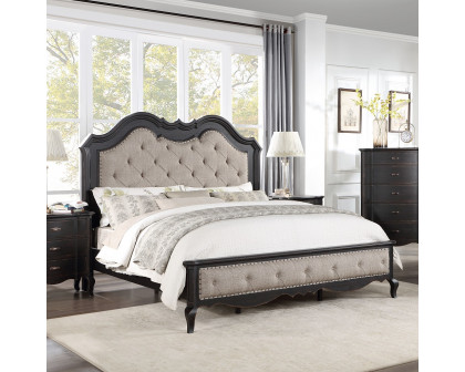 ACME Chelmsford CK Bed - Beige Antique Black