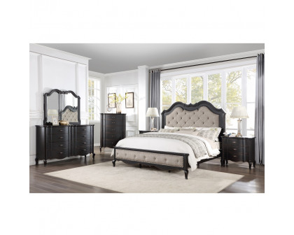 ACME Chelmsford CK Bed - Beige Antique Black