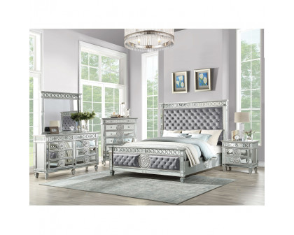 ACME Varian EK Bed - Gray Velvet/Mirrored