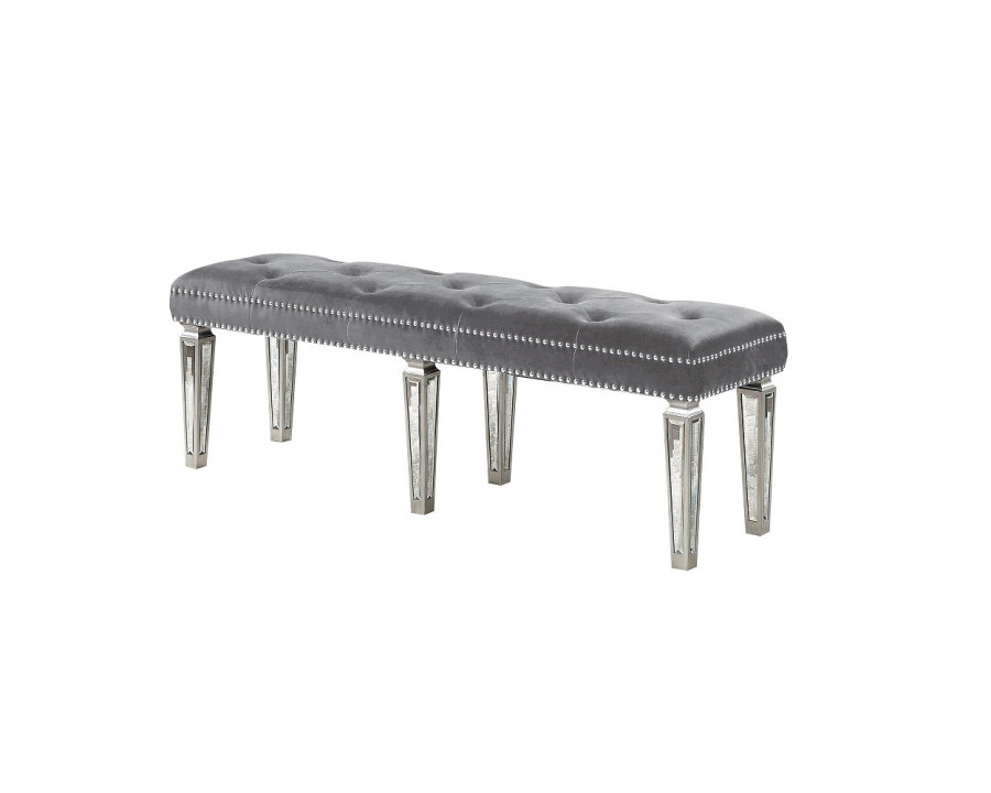 ACME Varian Bench - Gray Velvet/Mirrored