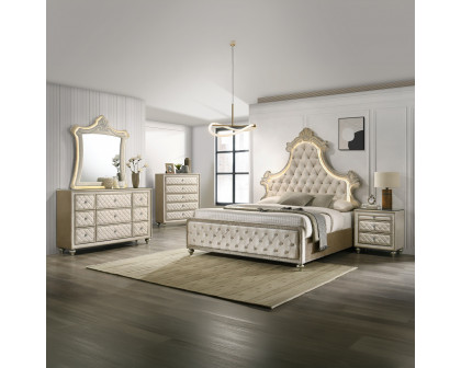 ACME Lucienne EK Bed with Led - Beige Velvet