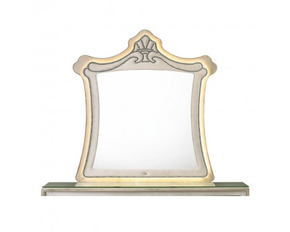 ACME - Lucienne Mirror with Led in Beige Velvet