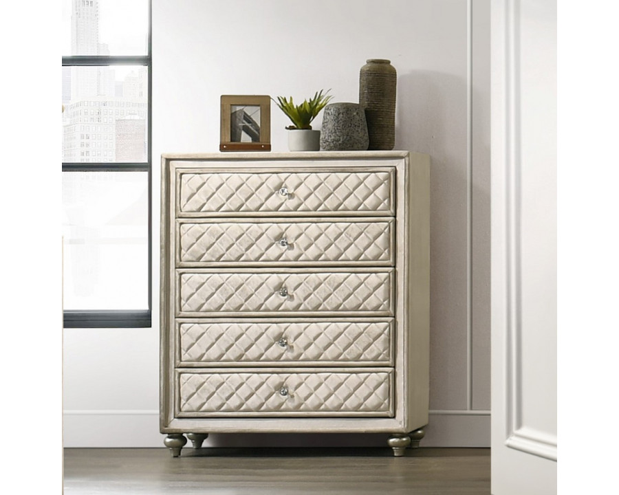 ACME - Lucienne Chest in Beige Velvet