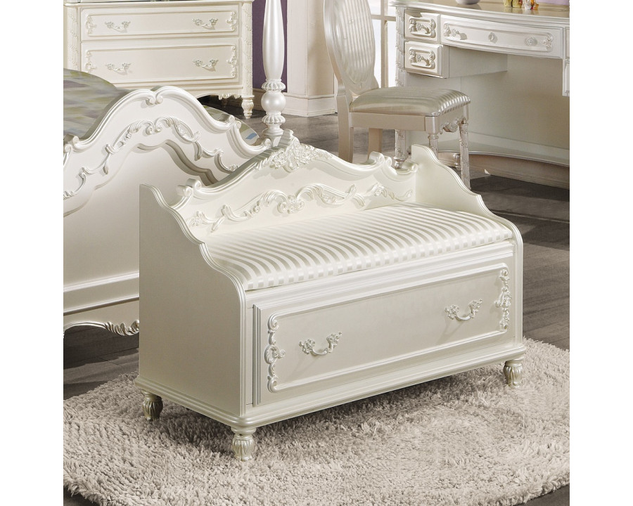 ACME - Pearl Bench with Storage in Pearl White