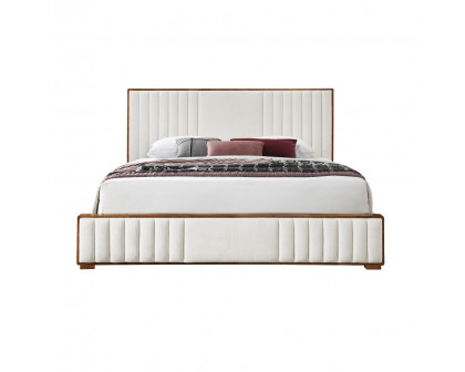 ACME Kaleea Queen Bed - Beige Chenille/Walnut