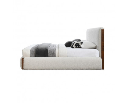 ACME Sandro EK Bed - White Boucle/Walnut