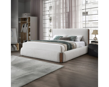 ACME Sandro EK Bed - White Boucle/Walnut