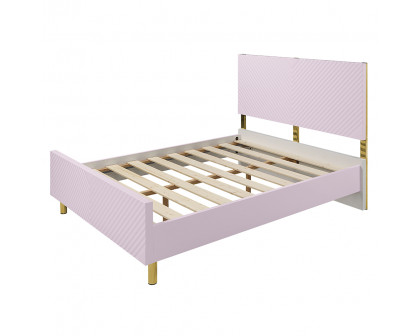 ACME - Gaines Full Bed in Pink High Gloss