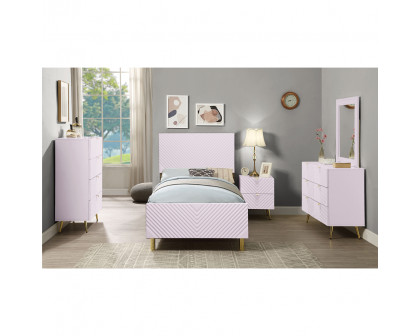 ACME - Gaines Full Bed in Pink High Gloss