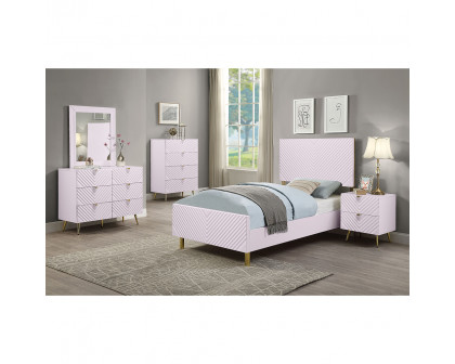 ACME - Gaines Full Bed in Pink High Gloss