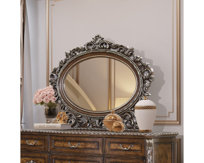 ACME - Devany Oval Mirror in Cherry