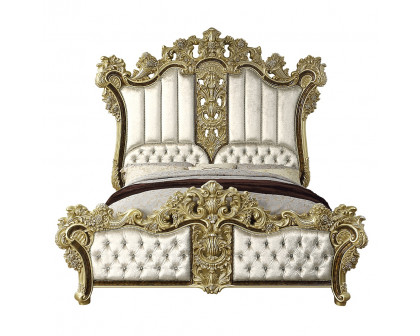 ACME - Desiderius Eastern King Bed in Antique Gold/Hand Painted Brown