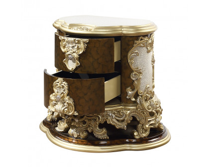 ACME - Desiderius Nightstand in Antique Gold/Hand Painted Brown