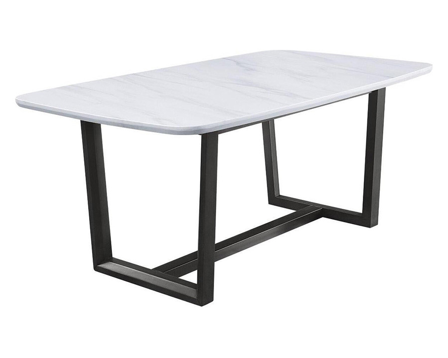 ACME - Madan Dining Table with Marble Top in Marble Top/Weathered Gray