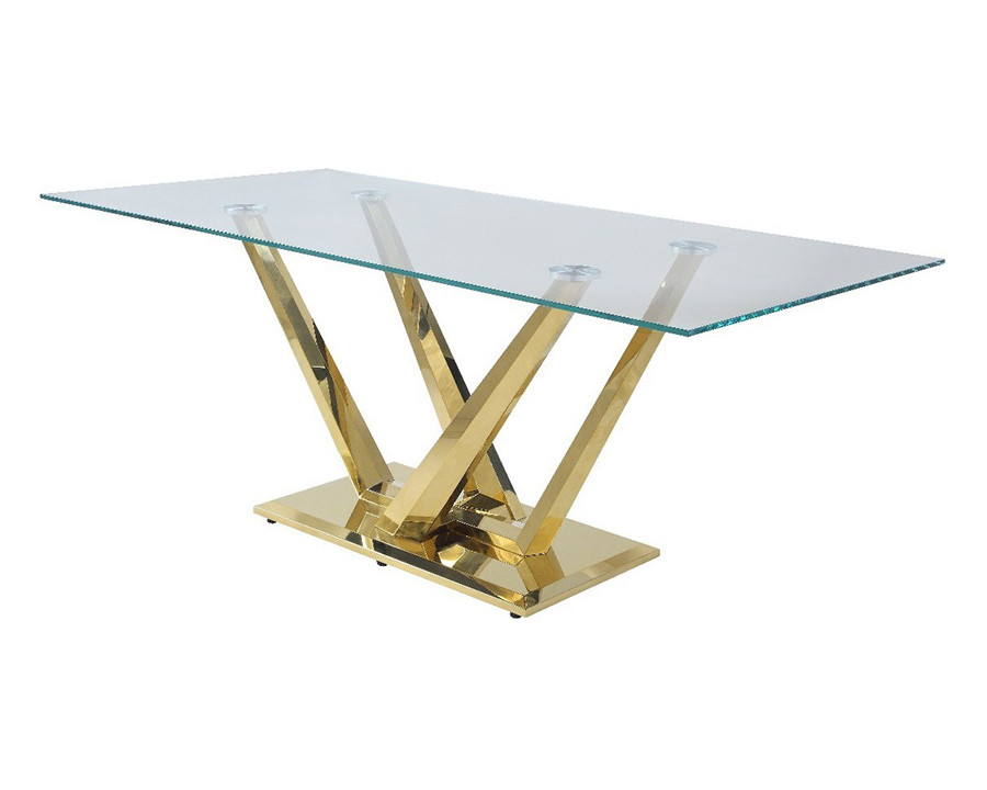 ACME - Barnard Dining Table in Clear Glass/Mirrored Gold