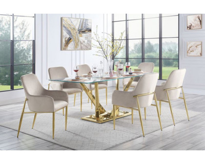 ACME - Barnard Dining Table in Clear Glass/Mirrored Gold