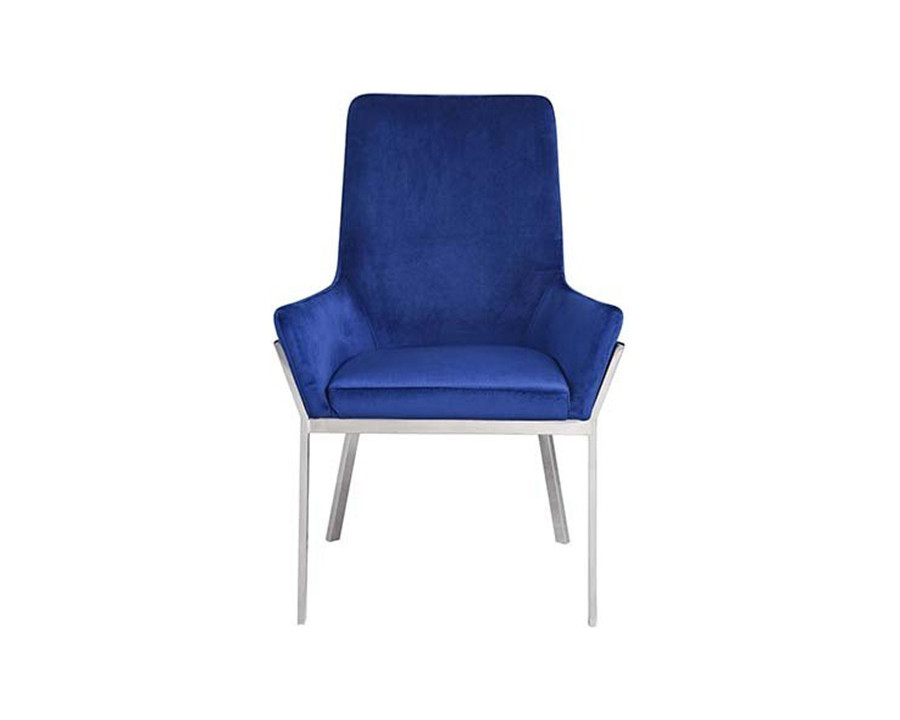 ACME - Cambrie Side Chair (Set-2) in Blue/Mirrored Silver