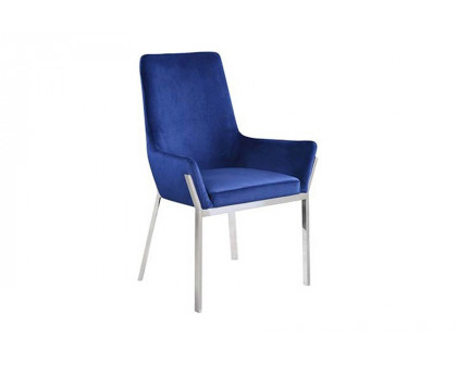 ACME - Cambrie Side Chair (Set-2) in Blue/Mirrored Silver