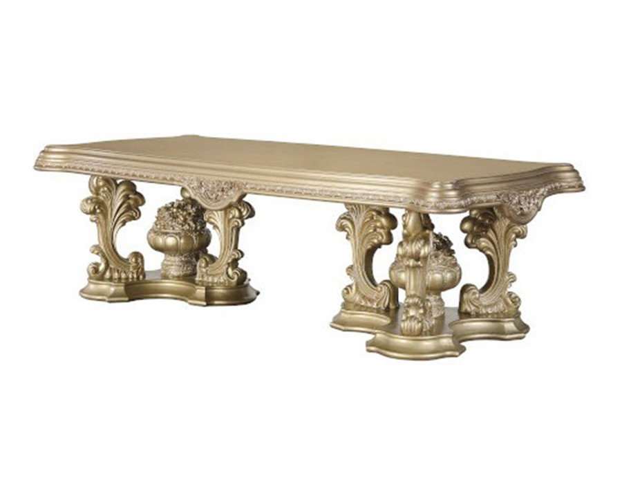 ACME - Seville Dining Table with Pedestal Base in Gold