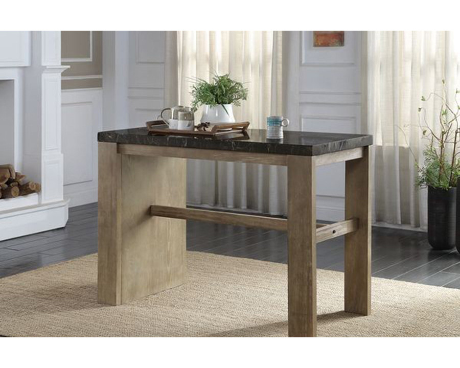 ACME - Charnell Counter Heigh Table in Marble Top/Oak