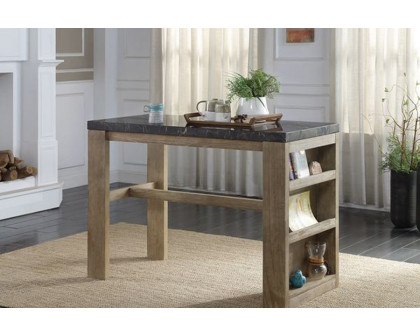 ACME - Charnell Counter Heigh Table in Marble Top/Oak