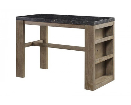 ACME - Charnell Counter Heigh Table in Marble Top/Oak